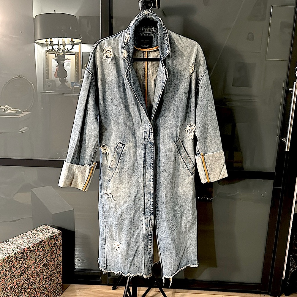 Trafaluc Denim Wear SZ Small long Jean jacket - one of a kind! Bought in Telaviv
